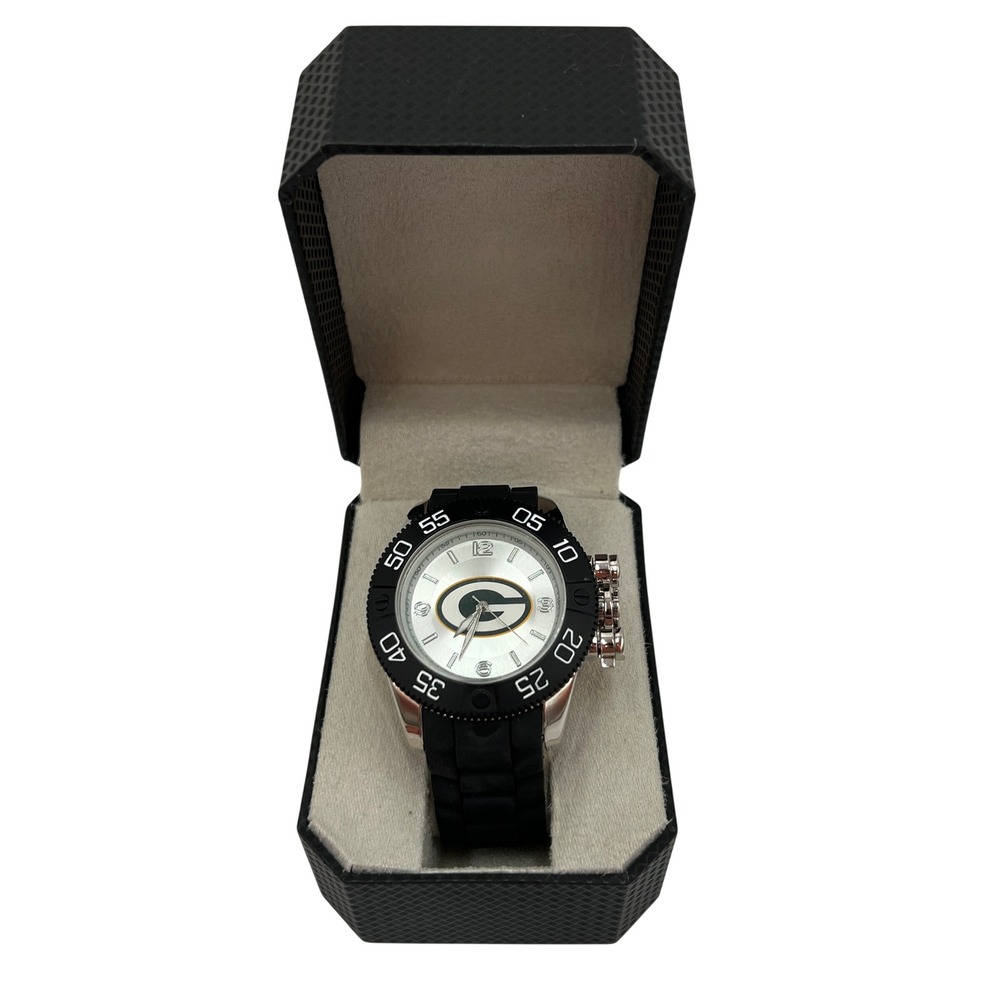 Game Time NFL Green Bay Packers Beast Watch Black Silicone Strap BEA GB NEW
